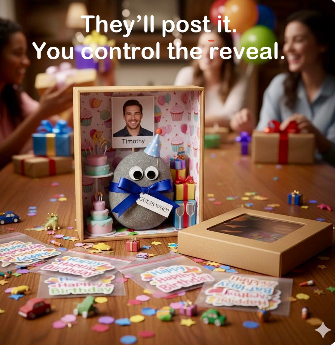 RockDrop SPARK: Viral Mystery Gag Gift Box | Personalized Birthday Diorama Kit