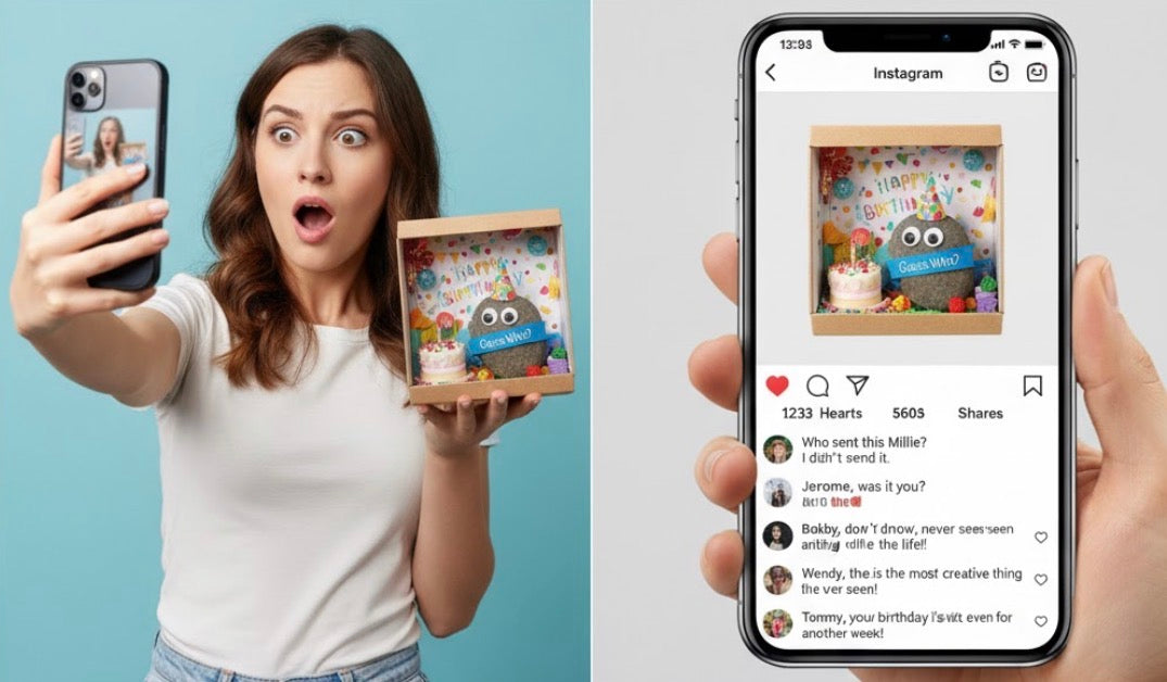 RockDrop SPARK: Viral Mystery Gag Gift Box | Personalized Birthday Diorama Kit