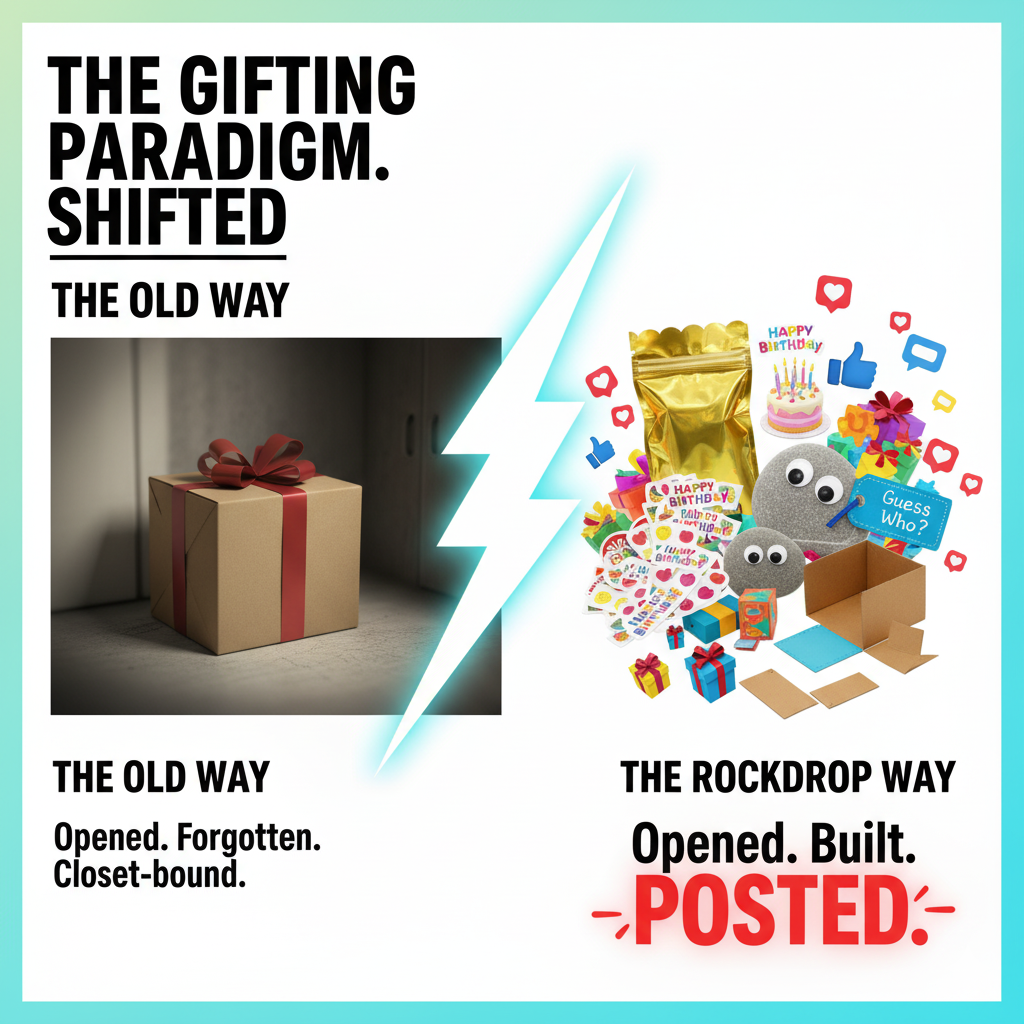 RockDrop SPARK: Viral Mystery Gag Gift Box | Personalized Birthday Diorama Kit