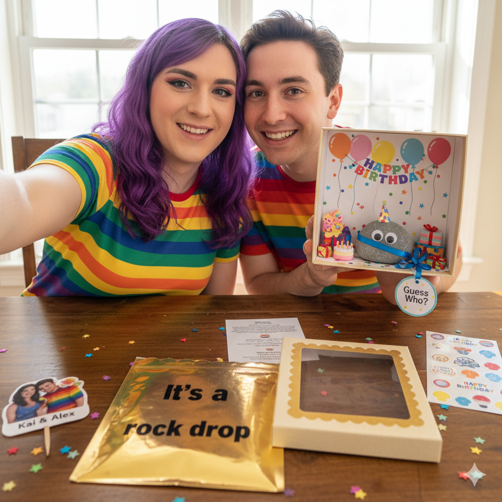 RockDrop SPARK: Viral Mystery Gag Gift Box | Personalized Birthday Diorama Kit